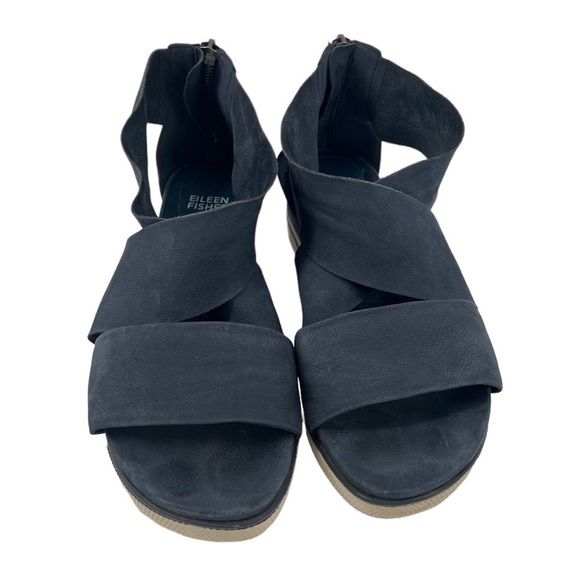 Eileen Fisher Sport Blue Open Toe Crisscross Strap Sandals Size 7 1/2 Women’s - Picture 3 of 11